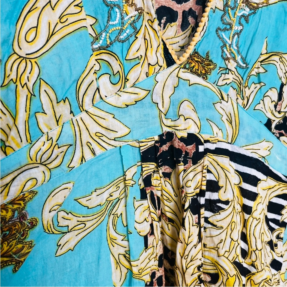 Antica Sartoria by Giacomo Cinque Top O/S Beaded Sequin Vacay Leopard Print - Picture 8 of 10